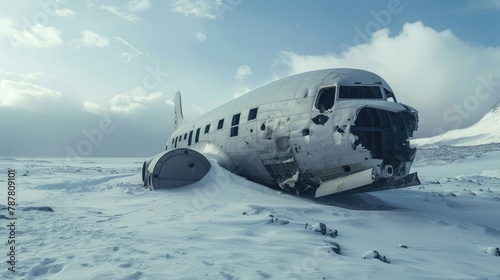 Crashed airplane wreck in the snow © Amer