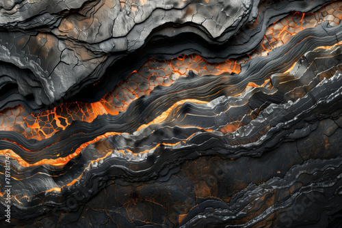 Close up of black and orange rock natural wallpaper background