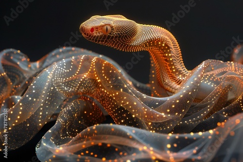  illustration of an abstract background with a snake and particles photo