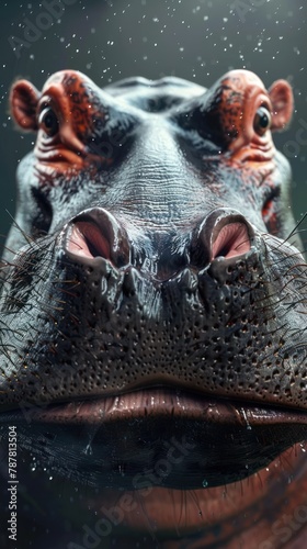 Close Up Portrait of a Hippopotamus