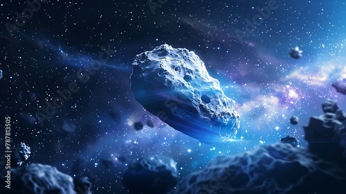 Asteroid in outer space with universe background #787813505
