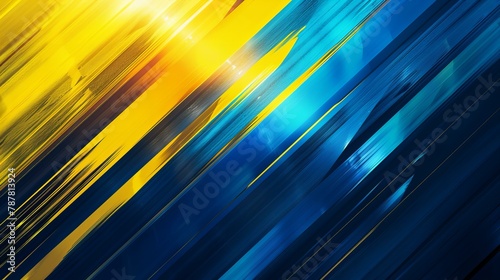 Dynamic blue-and-yellow palette, sleek lines, professional illustration, spotlight scene, technological prowess photo