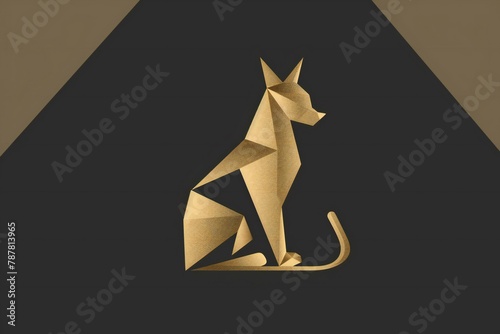 Paper origami kangaroo isolated on black background, Paper art style