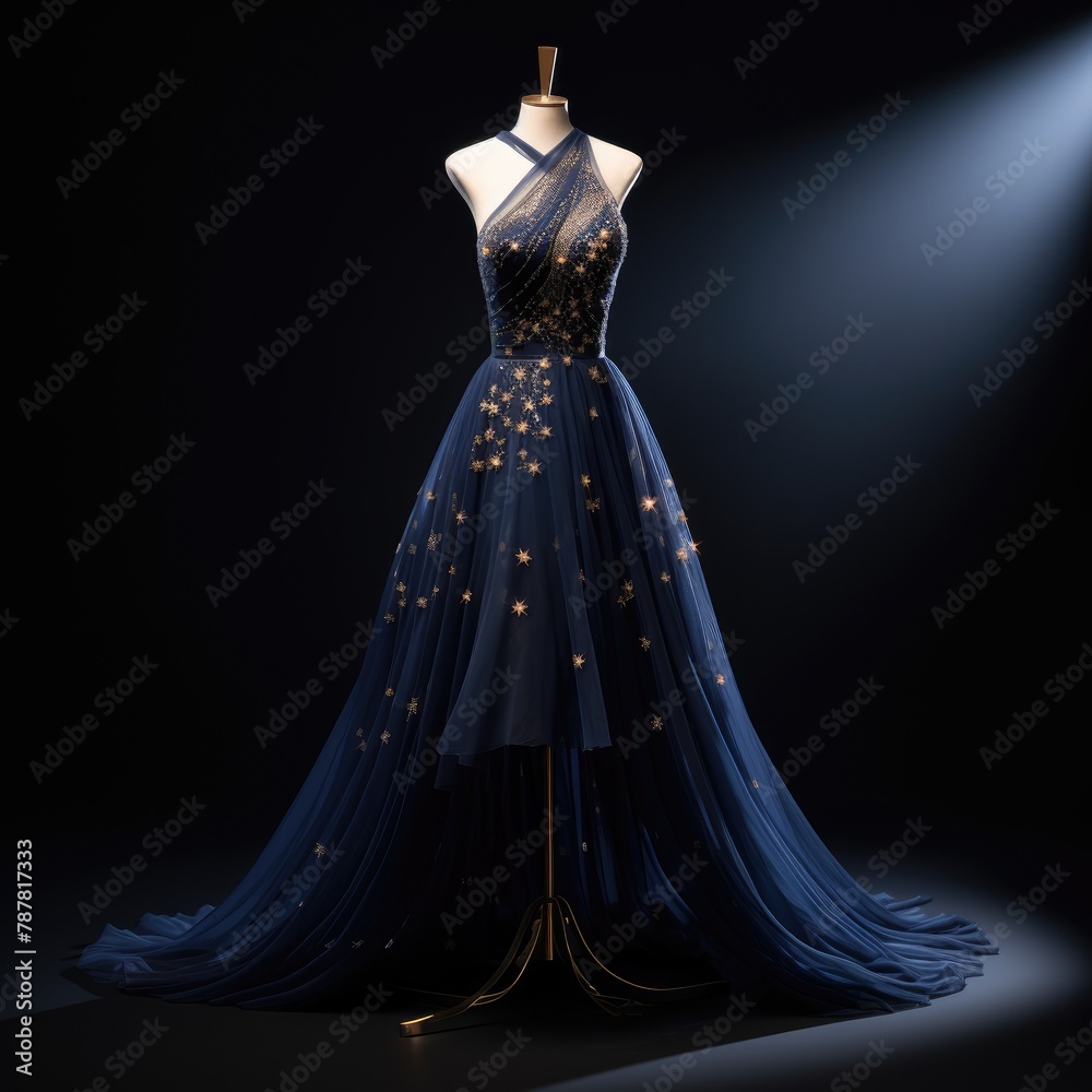 Elegance unveiled: a captivating display of a beautiful, luxurious evening gown gracefully adorning a mannequin, epitomizing timeless style and opulence for a glamorous and chic affair Elegance unveiled: a captivating display of a beautiful, luxurious evening gown gracefully adorning a mannequin, epitomizing timeless style and opulence for a glamorous and chic affair