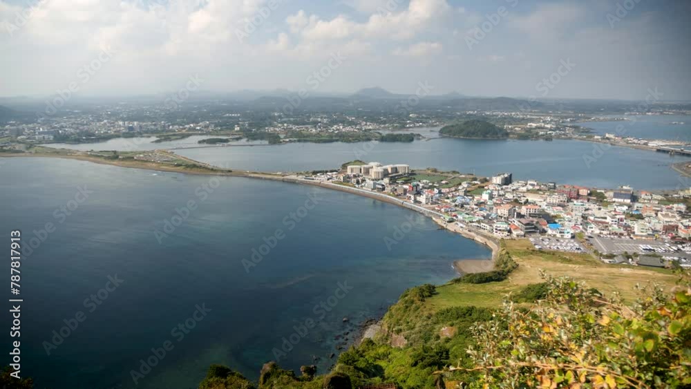 View from Seongsan Ilchulbong in Jeju Island, Republic of Korea. High quality 4k footage View from Seongsan Ilchulbong in Jeju Island, Republic of Korea. High quality 4k footage