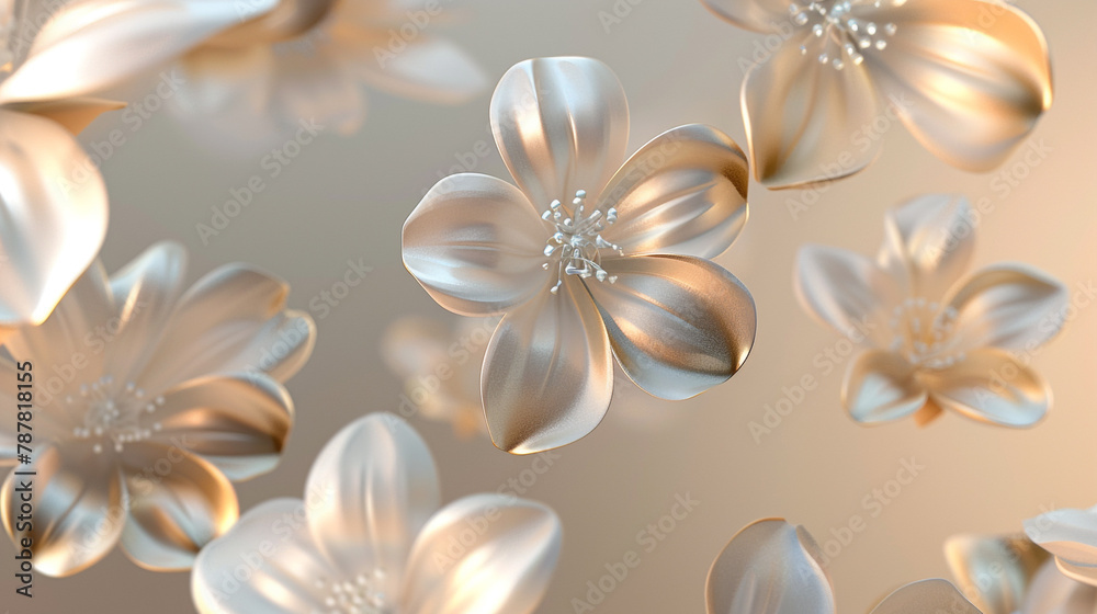 Sun-kissed 3D florals against azure suggest a joyful, sunny interior mood. Sun-kissed 3D florals against azure suggest a joyful, sunny interior mood.