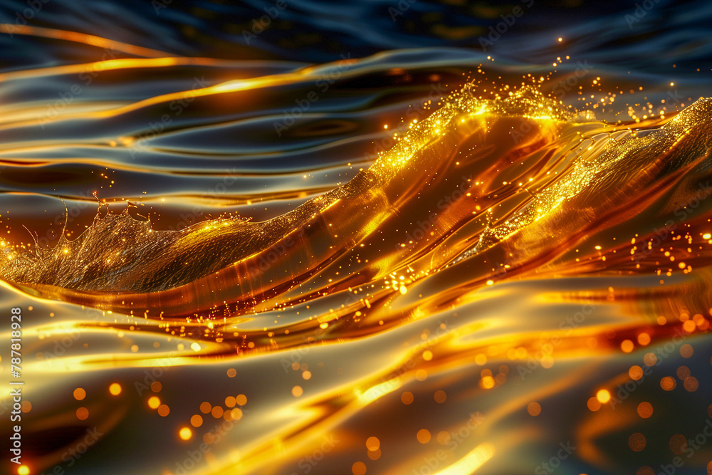 Obraz premium Golden Waves Abstract Artwork