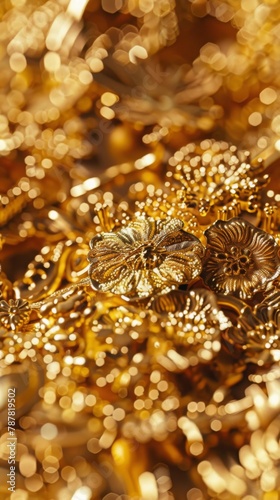 Close-up shot of elegant gold jewelry. Opulent fashion design. AI Image