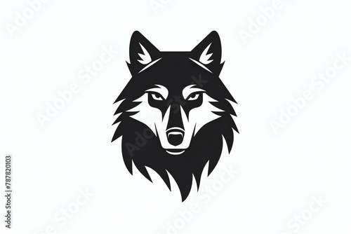 Wolf head illustration on white background, Wild animal head icon