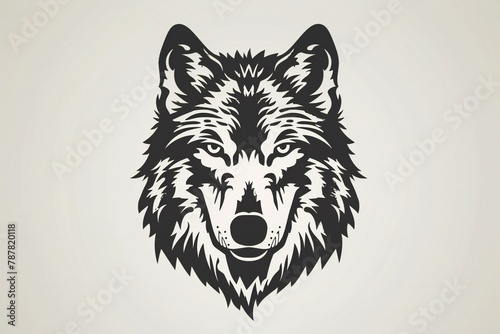 Wolf head illustration, Canis lupus wild animal