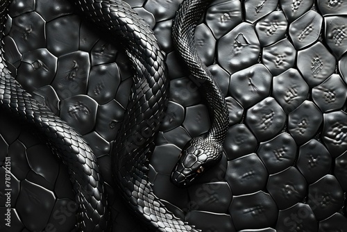 Black snake on black background    rendering   illustration