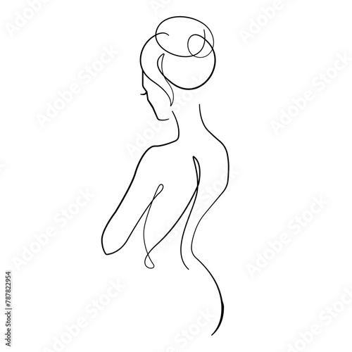 Elegant Female Back Continuous One Line Drawing. Woman Body Sketch Line Art Illustration. Female Figure Abstract Minimal Silhouette for Modern Design. Vector EPS 10