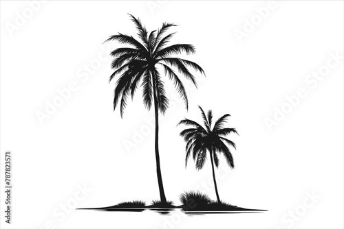  Palm Tree black shilhutti on whait background