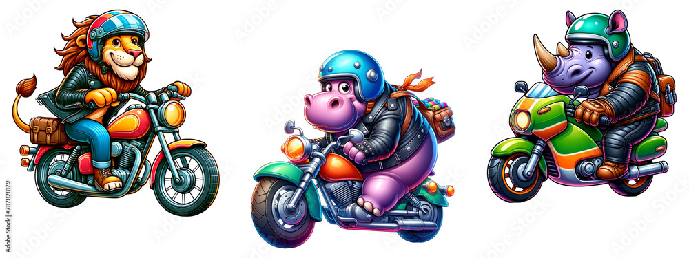 Animal Riding Bike Illustration Animal Riding Bike Illustration