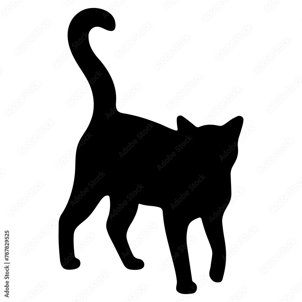 Cat shadow single 18 cute on a white background, vector illustration.