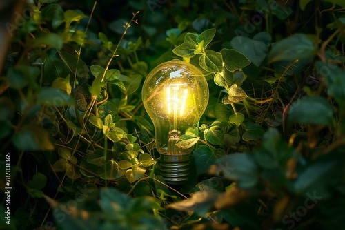 Light bulb in the garden, concept of creative idea and innovation