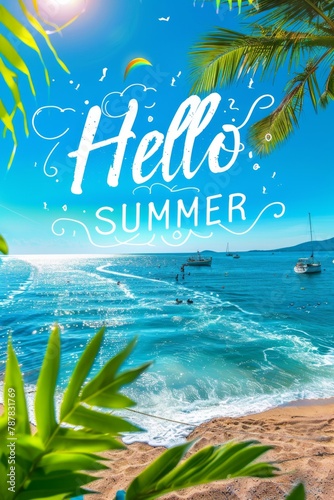Vibrant summer vacation scene in Spain poster flyer background image