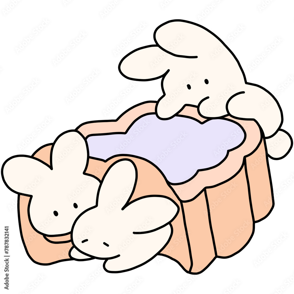 Bunny and moon cake Bunny and moon cake