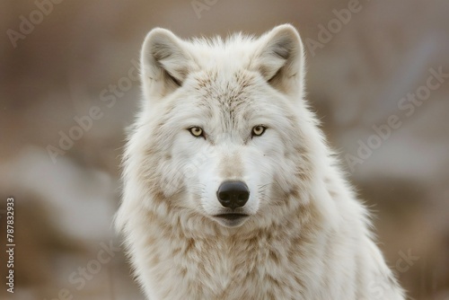 Portrait of a white wolf (Canis lupus)