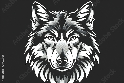 Wolf tattoo, Hand-drawn illustration on a black background, Vector
