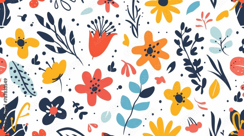 A collection of abstract seamless backgrounds created from hand drawn flowers, leaves, creative shapes, and doodle elements.