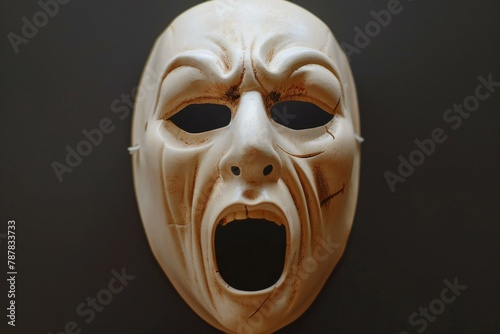 Theatre mask on a black background,  Close-up,  Shallow depth of field