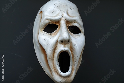 Halloween mask on a black background,  The concept of horror and fear