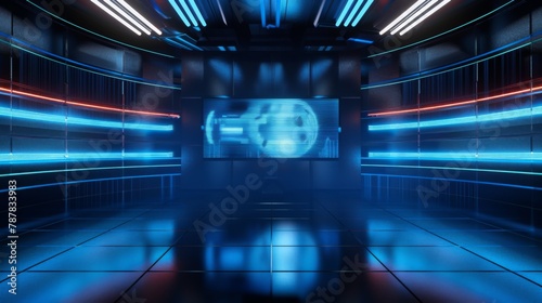 3D Virtual News Studio Background. 3d rendering