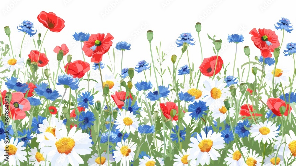With chamomile, cornflowers and poppies, this greeting, invitation or birthday card is suited for any occasion