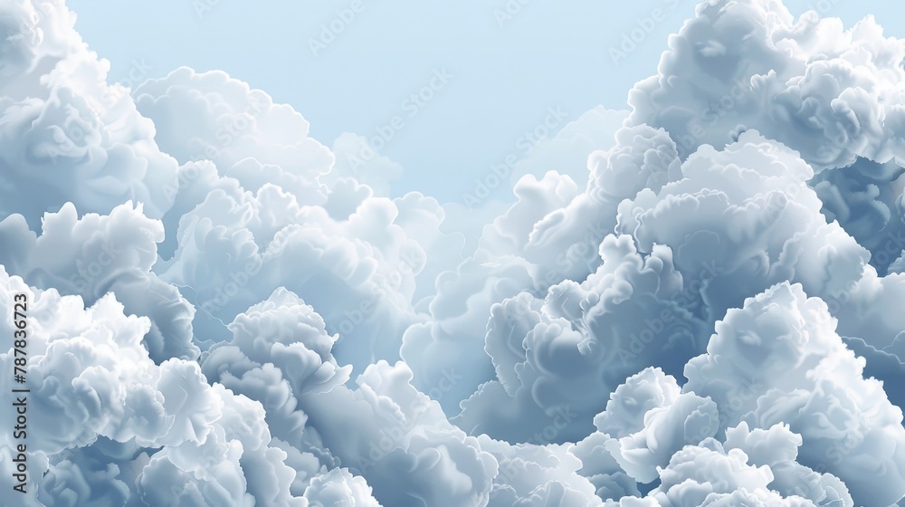 Realistic cloud border and weather meteo frame realistic modern illustration. Fluffy cirrus cumulus cloud isolated on transparent background. - obrazy, fototapety, plakaty 