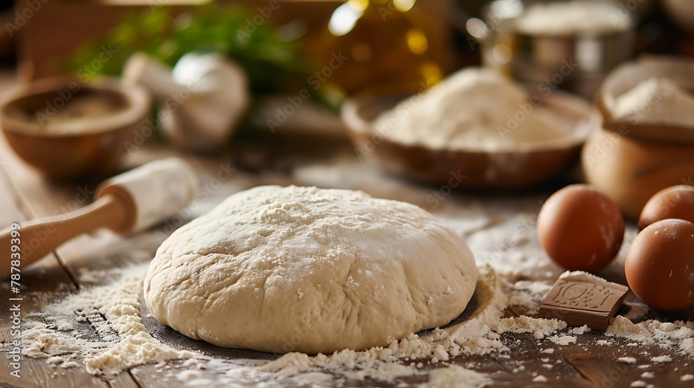 Preparing dough for baking ingredients and utensil used for dough preparation