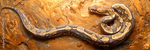 Regal Python on Textured Golden Canvas photo
