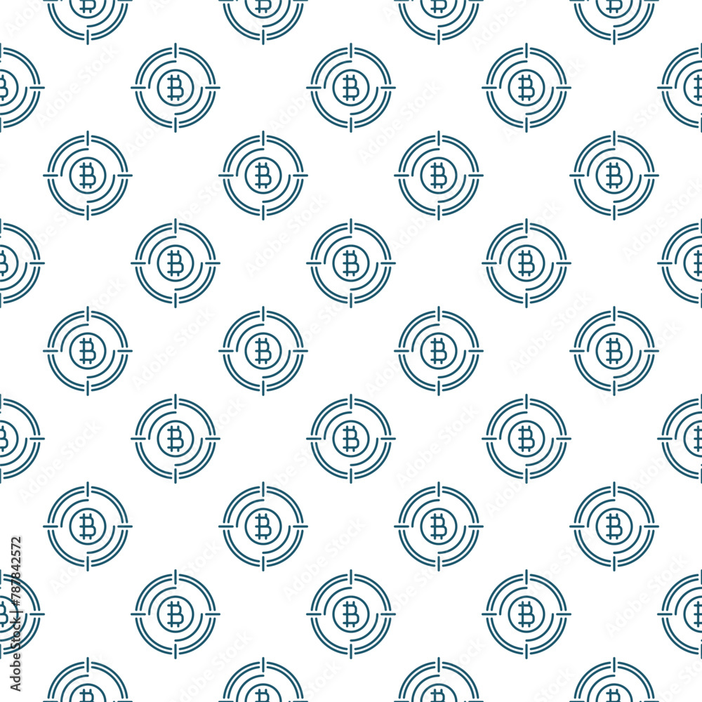 Target with Bitcoin sign vector Crypto Technology thin line seamless pattern
