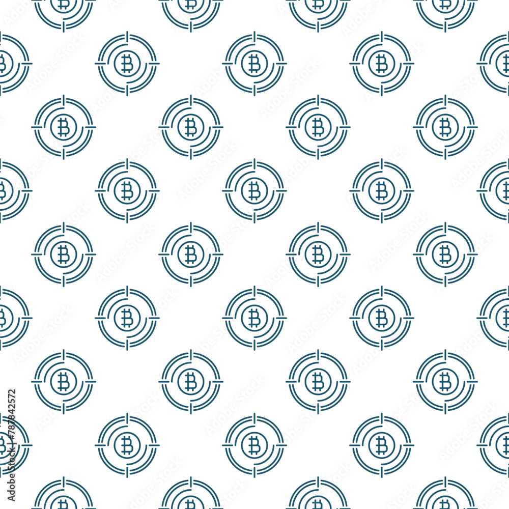 Target with Bitcoin sign vector Crypto Technology thin line seamless pattern Target with Bitcoin sign vector Crypto Technology thin line seamless pattern