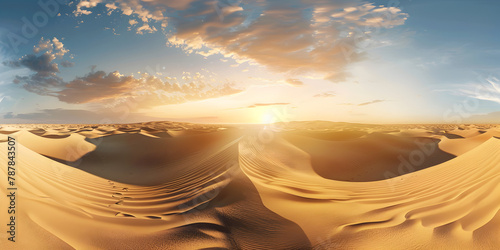 Desert Sand Golden Sands Merging With The Setting Sun A Majestic Portrait  Backgrounds  3d render Beautiful Arabian desert with warm gold colors at sunset background and wallpaper  