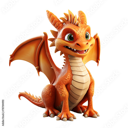Orange dragon  cartoon 3D model isolated