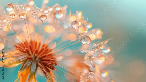 Dandelion flower with water drops