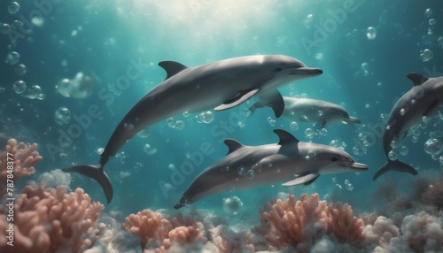 dolphins in the sea © Komkrit