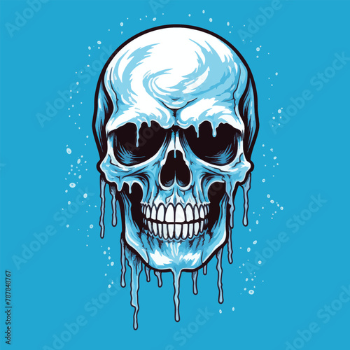 Chilling Chill Hand drawn Frozen Zombie Skull