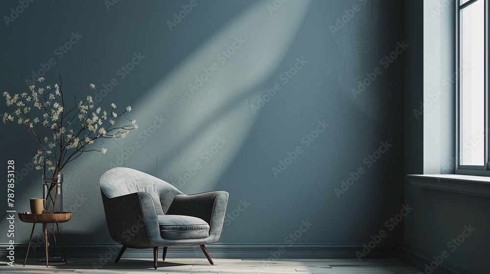 Slate Blue background with sofa