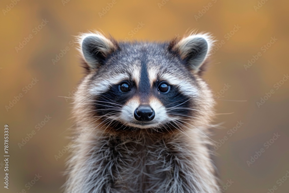 Close up of raccoon with blurry background