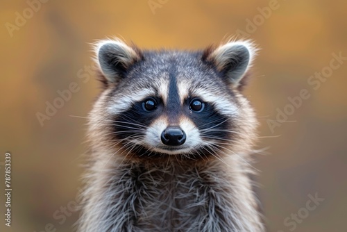 Close up of raccoon with blurry background