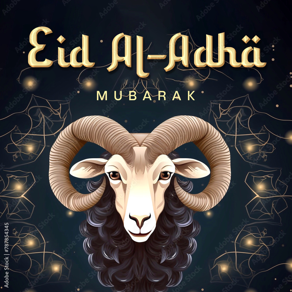 Eid Al Adha Banner Design. Islamic and Arabic Background for Muslim Community Festival. Moslem Holiday.