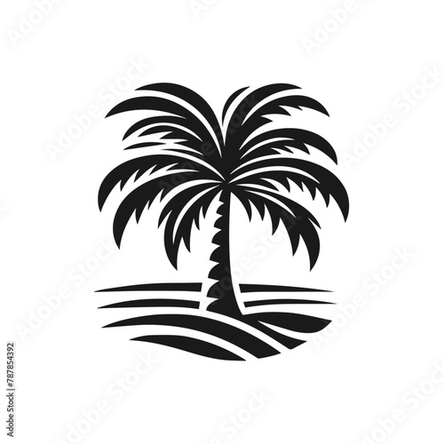 Palm tree isolated on white background. Palm silhouette. Design of palm trees for posters  banners and promotional items. Vector illustration 