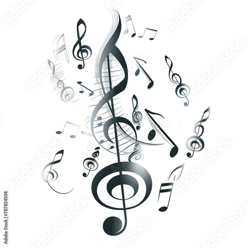 musical notes melody isolated on transparent background