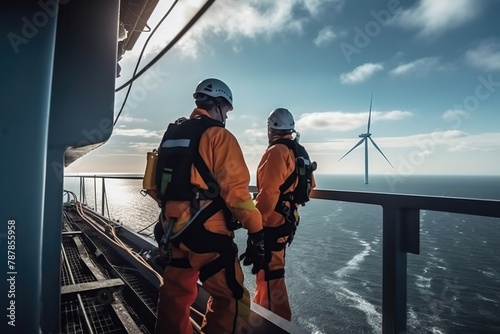 workers on a windmill in a wind farm the sea --ar 3:2 --stylize 250 --v 5 Job ID: 32338507-d9ba-4765-a3f6-3cbc52d95b23
