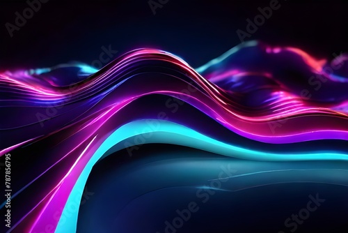 Neon smooth wave digital abstract background Generative AI