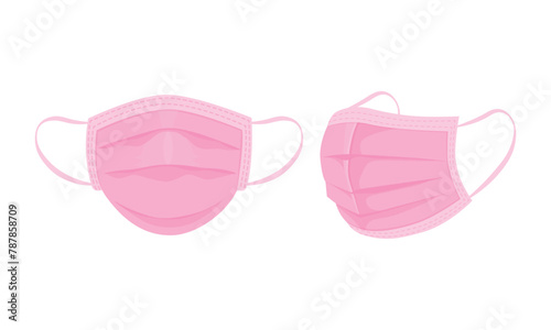 A medical mask. A mask to protect against viruses and diseases. Pink protective medical mask. Vector illustration
