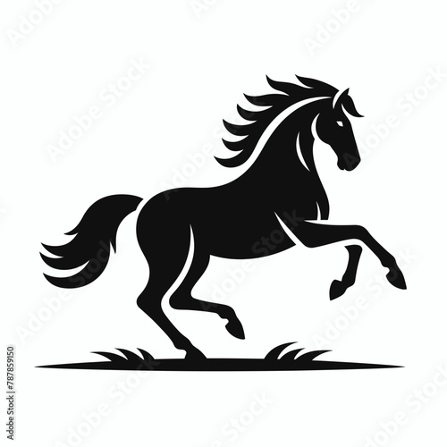 horse silhouette vector illustration White Background  icon  farm animal Template 