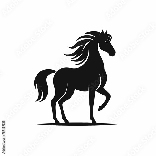 horse silhouette vector illustration White Background  icon  farm animal Template 